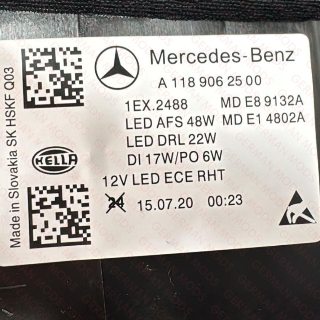 Mercedes-Benz CLA W118 2019-2024 Genuine OEM High Performance LED Headlight / Headlamp Assembly Left / Passenger / Near Side A1189064100