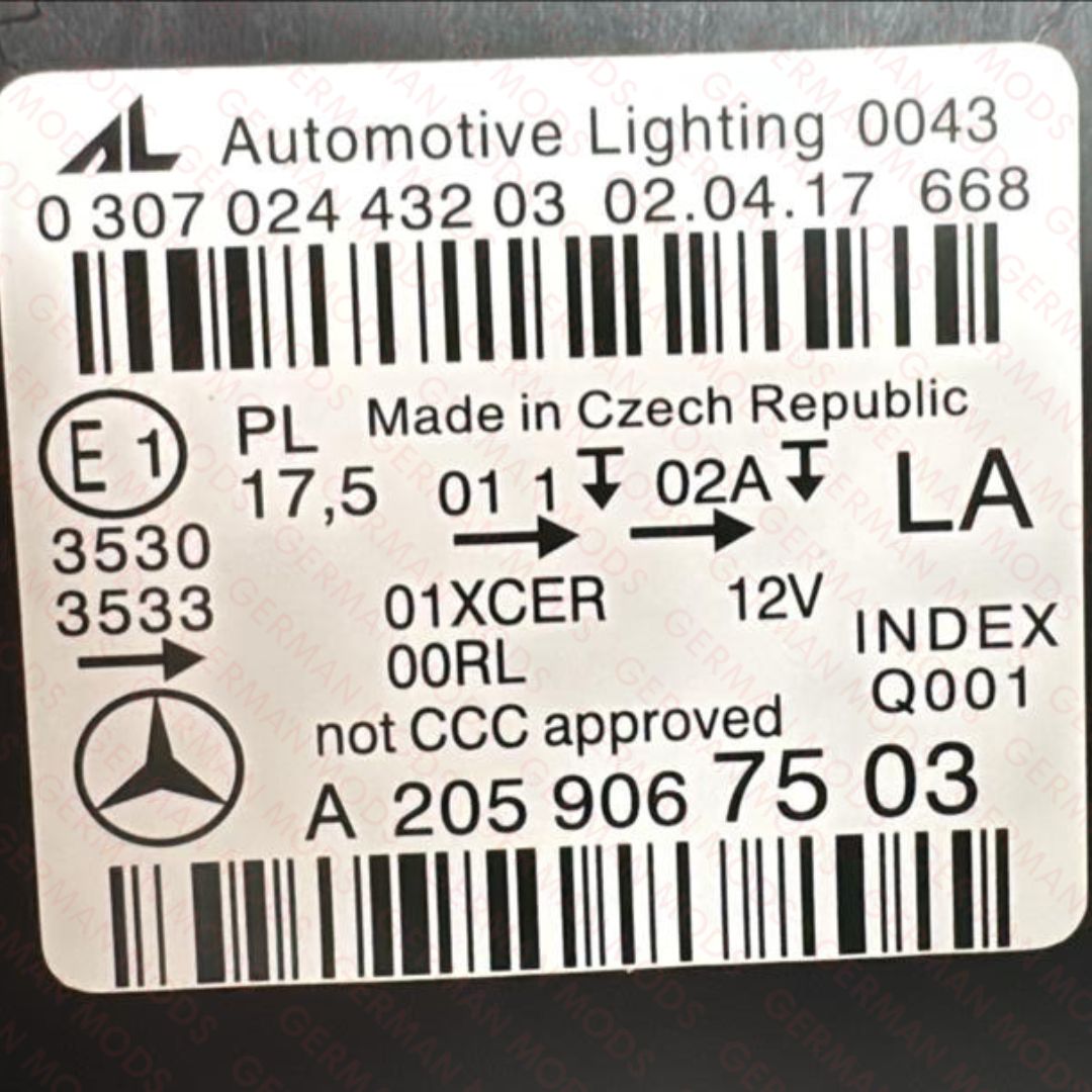 Mercedes-Benz C-Class W205 2014-2018 Genuine OEM High Performance Static LED Headlight / Headlamp Assembly PAIR A2059067503 + A2059067603