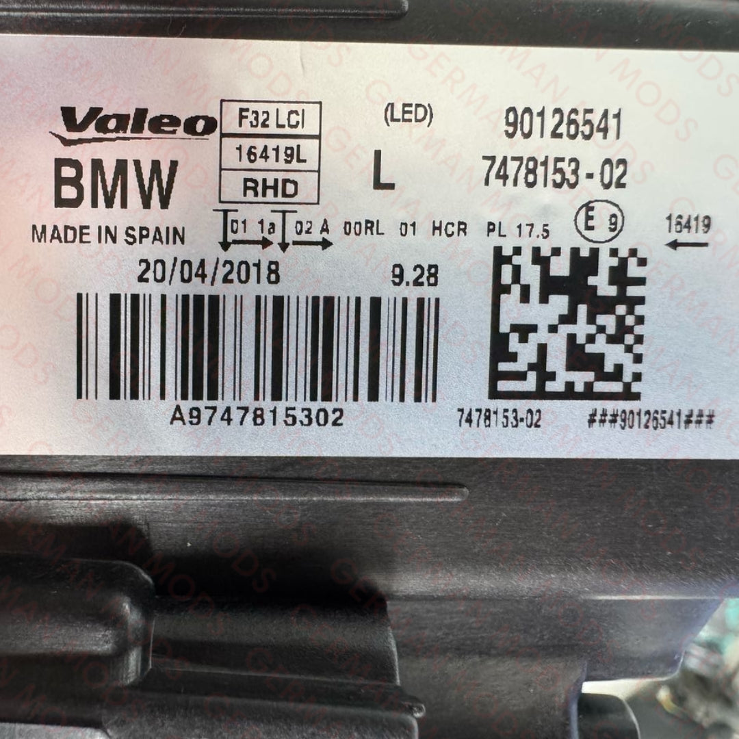 BMW 4 SERIES F32 F33 F36 M4 F82/F83 2014-2021 LED HEADLIGHT LEFT/PASSENGER/NEAR side 7478153