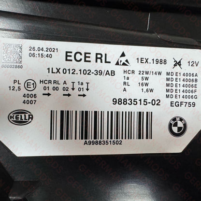 BMW 3 SERIES F30-F31-F35 LCI 2014-2019 SHADOW EDITION LED HEADLIGHT LEFT/PASSENGER/NEAR side 8492471