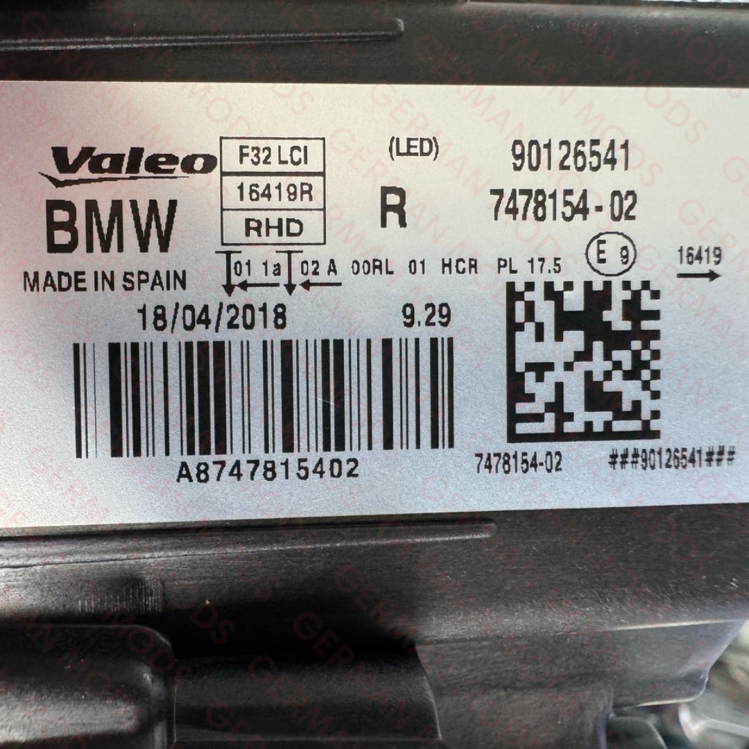 BMW 4 SERIES F32 F33 F36 M4 F82/F83 2014-2021 LED HEADLIGHT LEFT/PASSENGER/NEAR side AND RIGHT/DRIVER/OFF SIDE 7478153+7478153