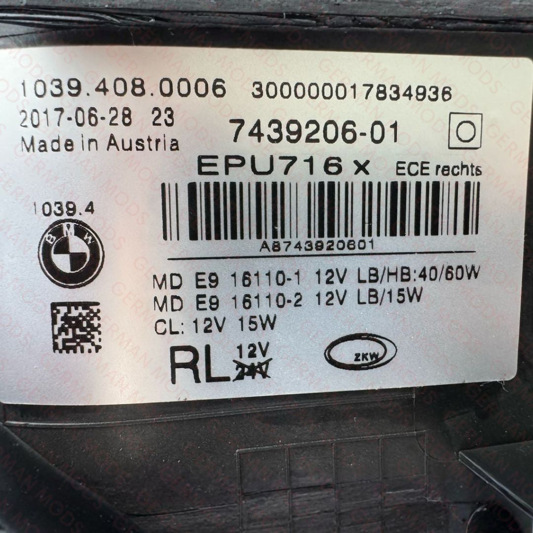 BMW 5 SERIES 2018-2020 G30 G31 F90 LED/XENON HEADLIGHT RIGHT/DRIVER/OFF SIDE 63117214954