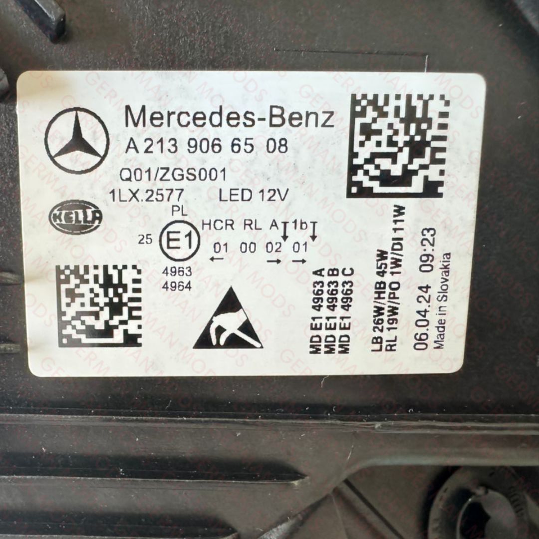 Mercedes-Benz E-Class W213 S213 C238 A238 Facelift 2020-2024 Genuine OEM High Performance Static LED Headlight / Headlamp Assembly Left / Passenger / Near Side A2139066508