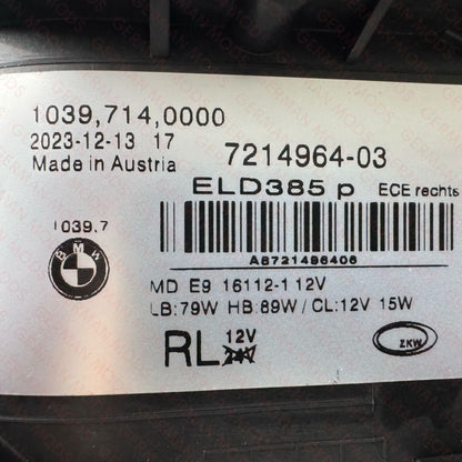 BMW 5 SERIES 2018-2020 G30 G31 F90 ADAPTIVE LED HEADLIGHT LEFT/PASSENGER/NEAR AND RIGHT/DRIVER/OFF SIDE 63117214963+63117214964 COMPLETE PAIR