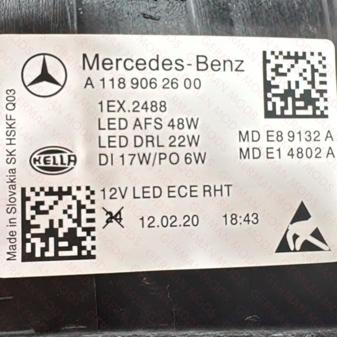 Mercedes-Benz CLA W118 2019-2024 Genuine OEM High Performance LED Headlight / Headlamp Assembly Right / Driver / Off Side A1189064200