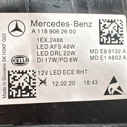 Mercedes-Benz CLA W118 2019-2024 Genuine OEM High Performance LED Headlight / Headlamp Assembly Right / Driver / Off Side A1189064200
