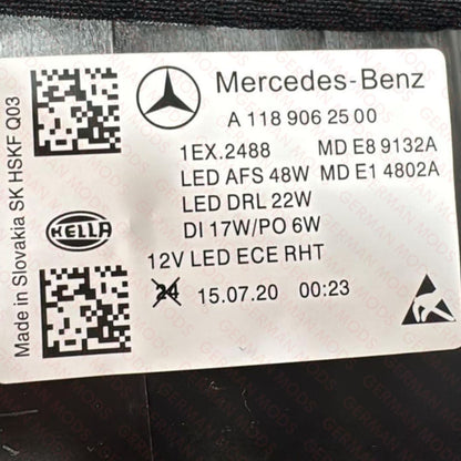 Mercedes-Benz CLA W118 2019-2024 Genuine OEM High Performance LED Headlight / Headlamp Assembly Left / Passenger / Near Side A1189064100