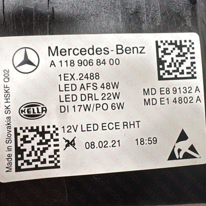 Mercedes-Benz CLA W118 2019-2024 Genuine OEM High Performance LED Headlight / Headlamp Assembly PAIR A1189064100 + A1189064200