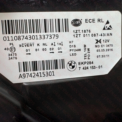 BMW 5 SERIES 2014-2018 F10 F11 M5 LCI ADAPTIVE XENON HEADLIGHT LEFT/PASSENGER/NEAR+RIGHT/DRIVER/OFF SIDE 63117343909+63117343910