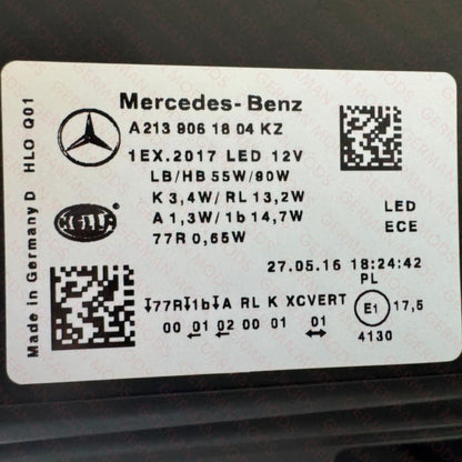 Mercedes-Benz E-Class W213 S213 C238 A238 Pre-Facelift 2016-2020 Genuine OEM Blue DRL Intelligent LED ILS MULTIBEAM Headlight / Headlamp Assembly PAIR A2139064704 & A2139064804