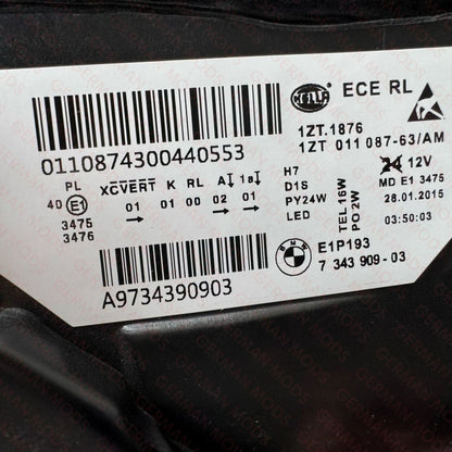 BMW 5 SERIES 2014-2018 F10 F11 M5 LCI ADAPTIVE XENON HEADLIGHT LEFT/PASSENGER/NEAR+RIGHT/DRIVER/OFF SIDE 63117343909+63117343910