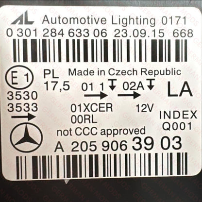 Mercedes-Benz C-Class W205 2014-2018 Genuine OEM High Performance Static LED Headlight / Headlamp Assembly PAIR A2059067503 + A2059067603