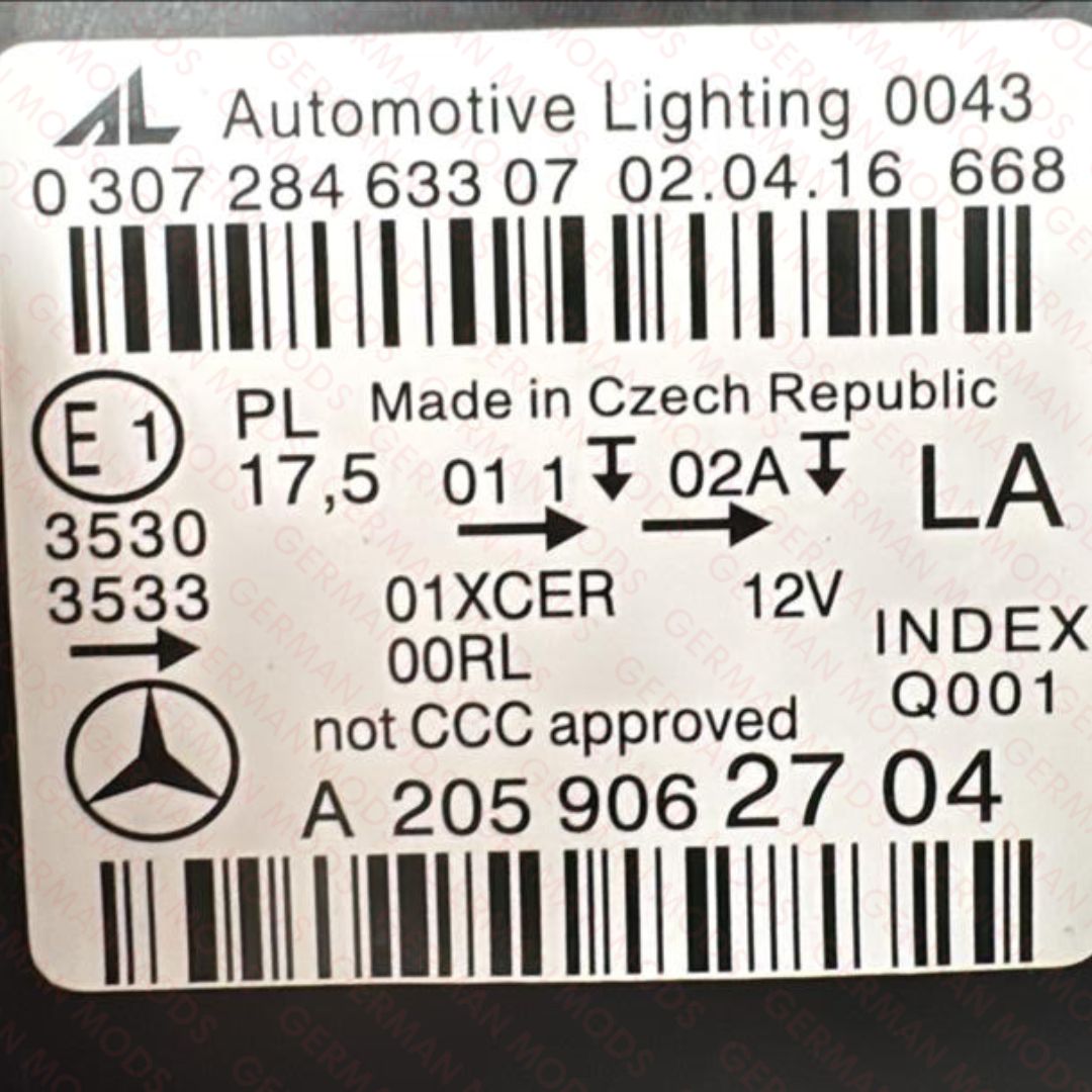 Mercedes-Benz C-Class W205 2014-2018 Genuine OEM High Performance Static LED Headlight / Headlamp Assembly PAIR A2059067503 + A2059067603