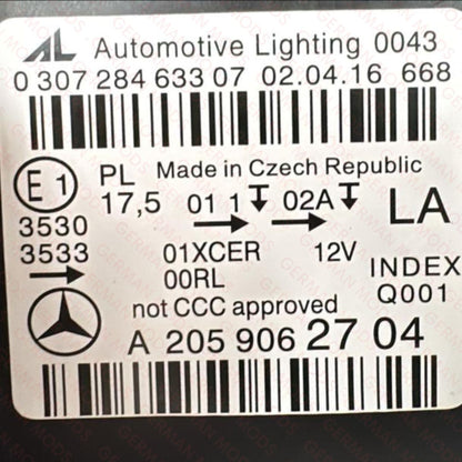 Mercedes-Benz C-Class W205 2014-2018 Genuine OEM High Performance Static LED Headlight / Headlamp Assembly PAIR A2059067503 + A2059067603