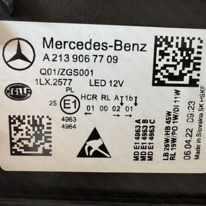 Mercedes-Benz E-Class W213 S213 C238 A238 Facelift 2020-2024 Genuine OEM High Performance Static LED Headlight / Headlamp Assembly PAIR A2139066508 & A2139066608