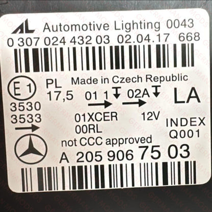 Mercedes-Benz C-Class W205 2014-2018 Genuine OEM High Performance Static LED Headlight / Headlamp Assembly PAIR A2059067503 + A2059067603