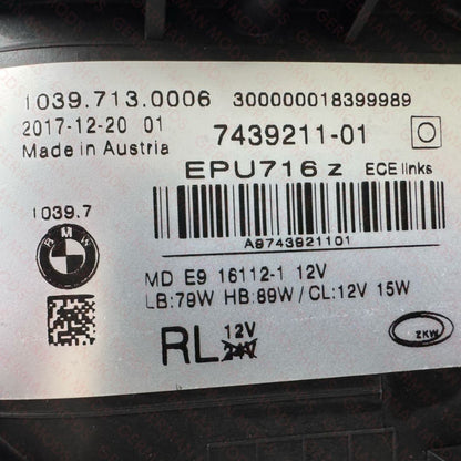 BMW 5 SERIES 2018-2020 G30 G31 F90 ADAPTIVE LED HEADLIGHT LEFT/PASSENGER/NEAR AND RIGHT/DRIVER/OFF SIDE 63117214963+63117214964 COMPLETE PAIR