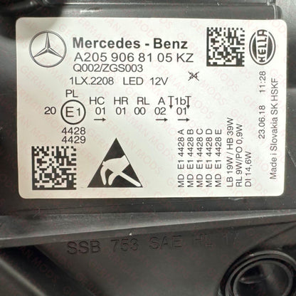 Mercedes-Benz C-Class W205 Facelift 2018-2022 Genuine OEM High Performance LED Headlight / Headlamp Assembly PAIR A2059068105 + A2059061806