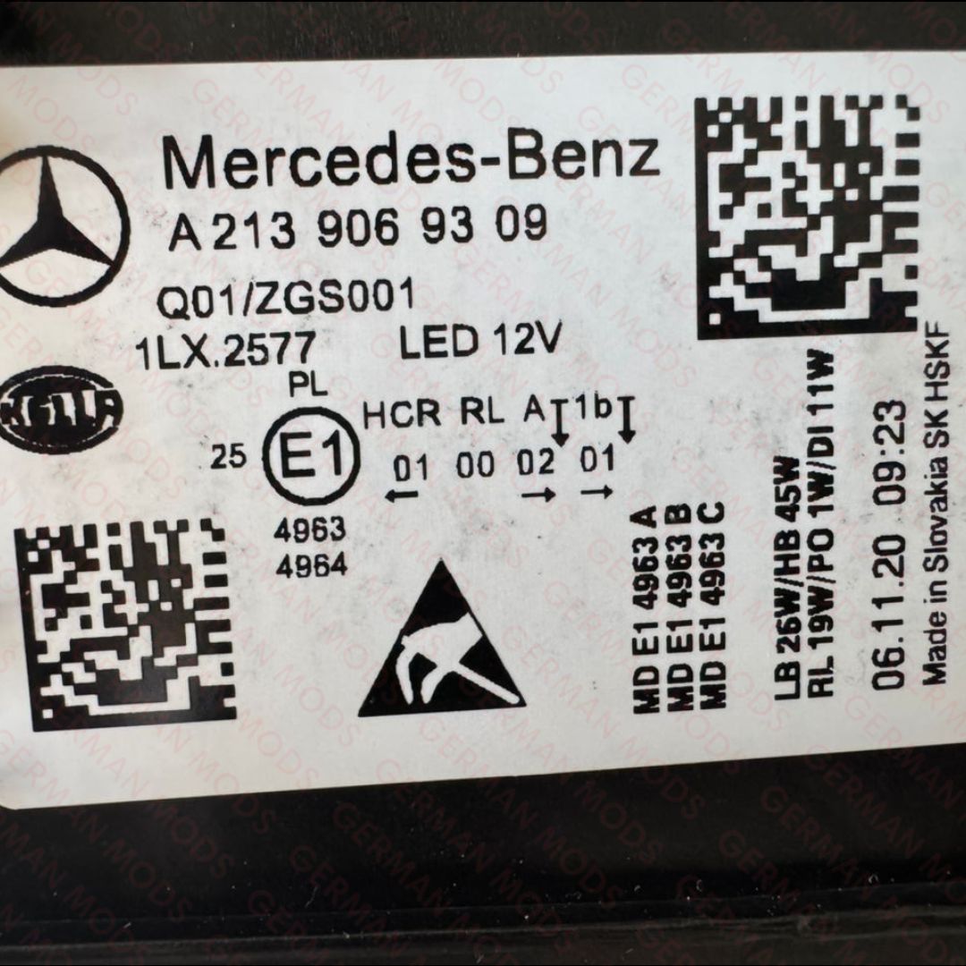 Mercedes-Benz E-Class W213 S213 C238 A238 Facelift 2020-2024 Genuine OEM High Performance Static LED Headlight / Headlamp Assembly PAIR A2139066508 & A2139066608