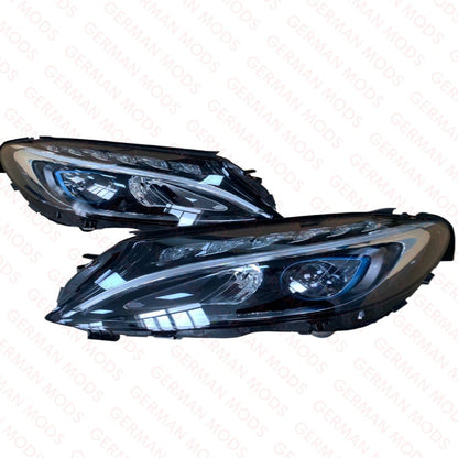 Mercedes-Benz C-Class W205 2014-2018 Genuine OEM Plug-in Hybrid High Performance Blue Eye LED Headlight / Headlamp Assembly PAIR A2059060104 + A2059060204