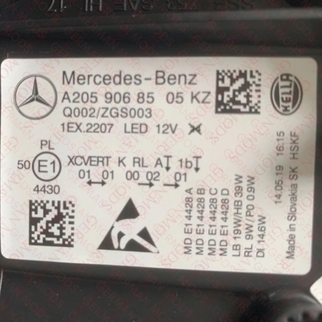 Mercedes-Benz C-Class W205 Facelift 2018-2022 Genuine OEM Intelligent Light System ILS Multibeam LED Blue DRL Headlight / Headlamp Assembly PAIR A2059069305 & A2059069405