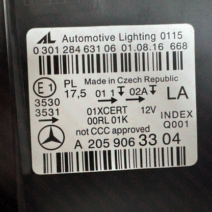Mercedes-Benz C-Class W205 2014-2018 Genuine OEM LED Intelligent Light System ILS / Multibeam Headlight / Headlamp Assembly PAIR A2059068102 + A2059068202