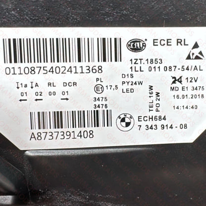 BMW 5 SERIES 2014-2018 F10 F11 M5 LCI BI-XENON HEADLIGHT RIGHT/DRIVER/OFF SIDE 63117343914