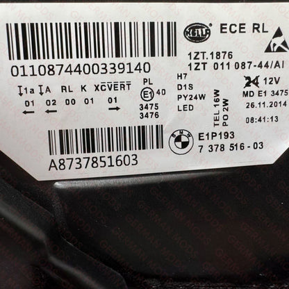 BMW 5 SERIES 2014-2018 F10 F11 M5 LCI ADAPTIVE XENON HEADLIGHT RIGHT/DRIVER/OFF SIDE 63117343910