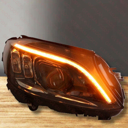 Mercedes-Benz C-Class W205 Facelift 2018-2022 Genuine OEM Intelligent Light System ILS Multibeam LED Blue DRL Headlight / Headlamp Assembly Right / Driver / Off Side A2059069405
