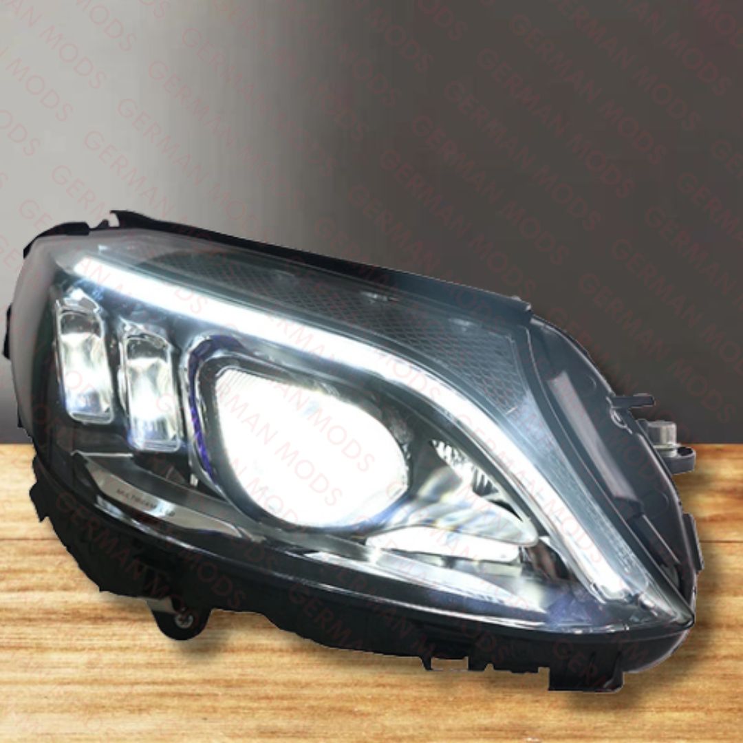 Mercedes-Benz C-Class W205 Facelift 2018-2022 Genuine OEM Intelligent Light System ILS Multibeam LED Blue DRL Headlight / Headlamp Assembly PAIR A2059069305 & A2059069405