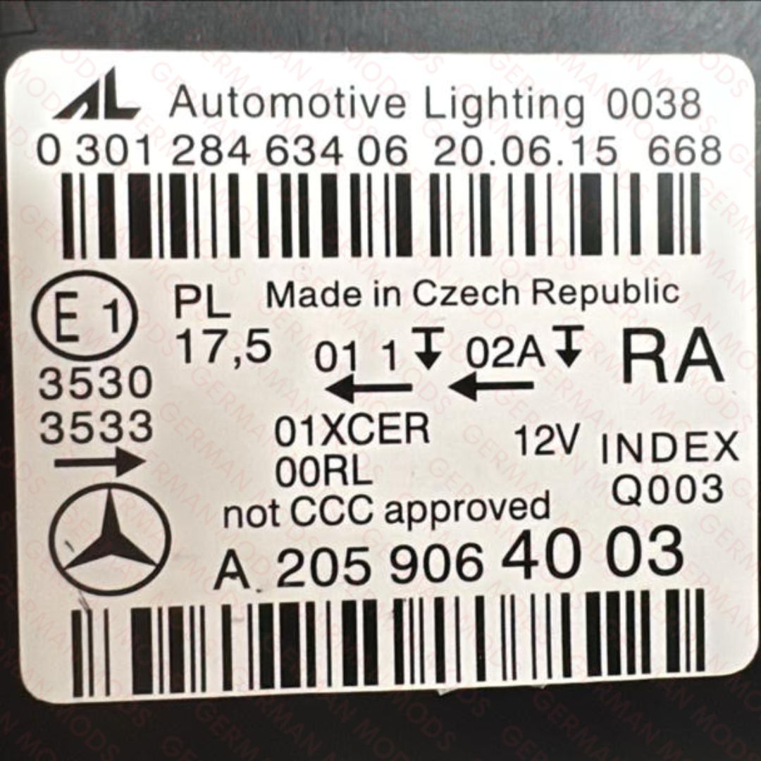 Mercedes-Benz C-Class W205 2014-2018 Genuine OEM High Performance Static LED Headlight / Headlamp Assembly Right / Driver / Off Side A2059067603