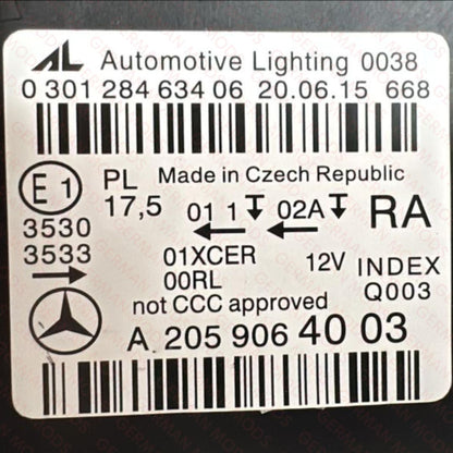 Mercedes-Benz C-Class W205 2014-2018 Genuine OEM High Performance Static LED Headlight / Headlamp Assembly Right / Driver / Off Side A2059067603