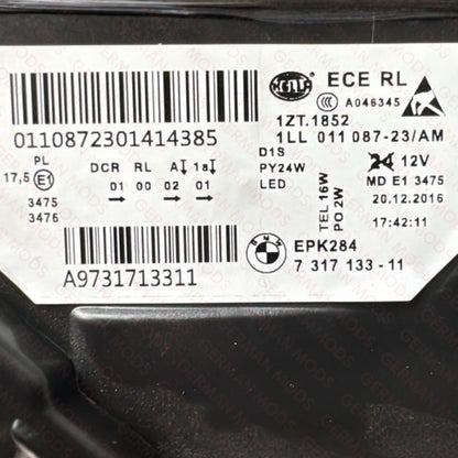 BMW 5 SERIES 2014-2018 F10 F11 M5 LCI BI-XENON HEADLIGHT LEFT/PASSENGER/NEAR SIDE 63117343913