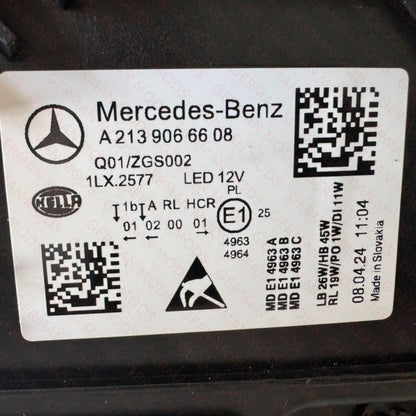 Mercedes-Benz E-Class W213 S213 C238 A238 Facelift 2020-2024 Genuine OEM High Performance Static LED Headlight / Headlamp Assembly Right / Driver / Off Side A2139066608