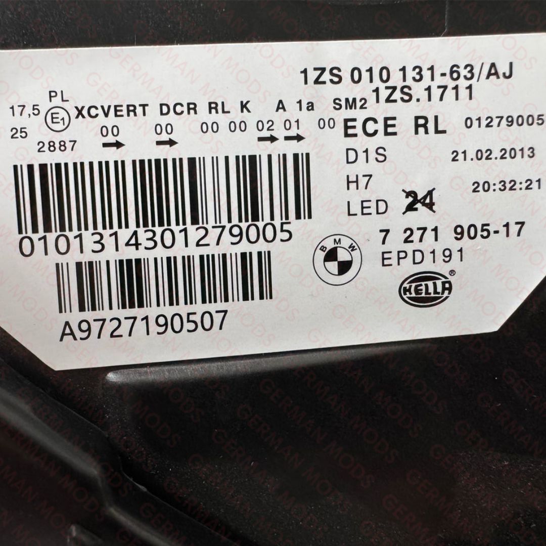 BMW 5 SERIES F10 F11 PRE-LCI 2009-2013 ADAPTIVE XENON HEADLIGHT LEFT/PASSENGER/NEAR SIDE 7271905