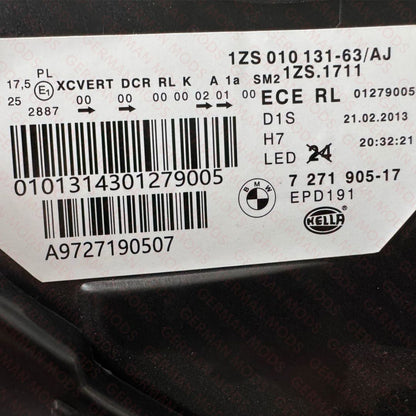 BMW 5 SERIES F10 F11 PRE-LCI 2009-2013 ADAPTIVE XENON HEADLIGHT LEFT/PASSENGER/NEAR SIDE 7271905