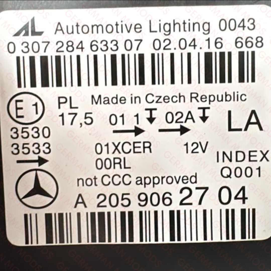 Mercedes-Benz C-Class W205 2014-2018 Genuine OEM High Performance Static LED Headlight / Headlamp Assembly Left / Passenger / Near Side A2059067503