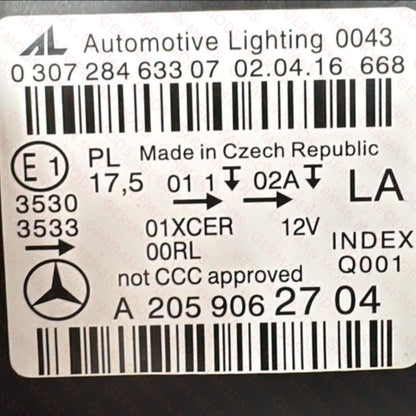 Mercedes-Benz C-Class W205 2014-2018 Genuine OEM High Performance Static LED Headlight / Headlamp Assembly Left / Passenger / Near Side A2059067503