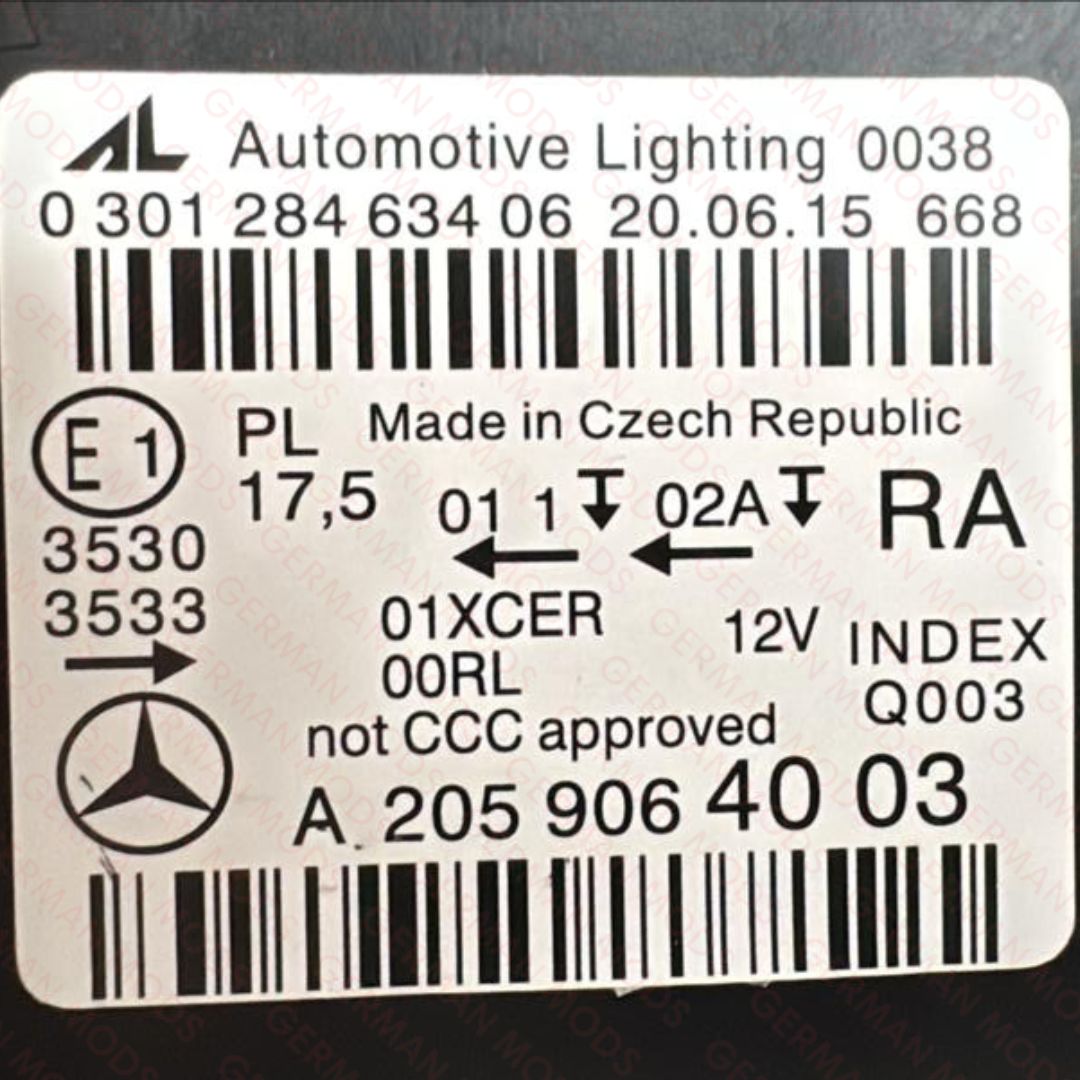Mercedes-Benz C-Class W205 2014-2018 Genuine OEM High Performance Static LED Headlight / Headlamp Assembly PAIR A2059067503 + A2059067603