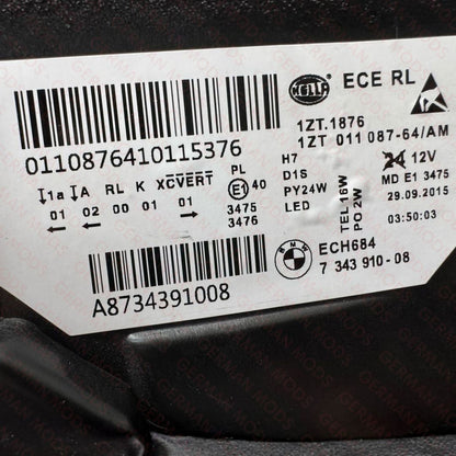 BMW 5 SERIES 2014-2018 F10 F11 M5 LCI ADAPTIVE XENON HEADLIGHT LEFT/PASSENGER/NEAR+RIGHT/DRIVER/OFF SIDE 63117343909+63117343910