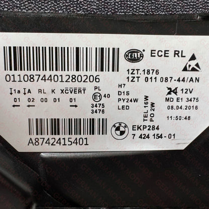 BMW 5 SERIES 2014-2018 F10 F11 M5 LCI ADAPTIVE XENON HEADLIGHT RIGHT/DRIVER/OFF SIDE 63117343910