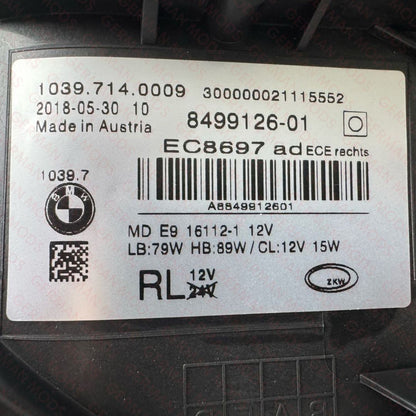 BMW 5 SERIES 2018-2020 G30 G31 F90 ADAPTIVE LED HEADLIGHT LEFT/PASSENGER/NEAR AND RIGHT/DRIVER/OFF SIDE 63117214963+63117214964 COMPLETE PAIR