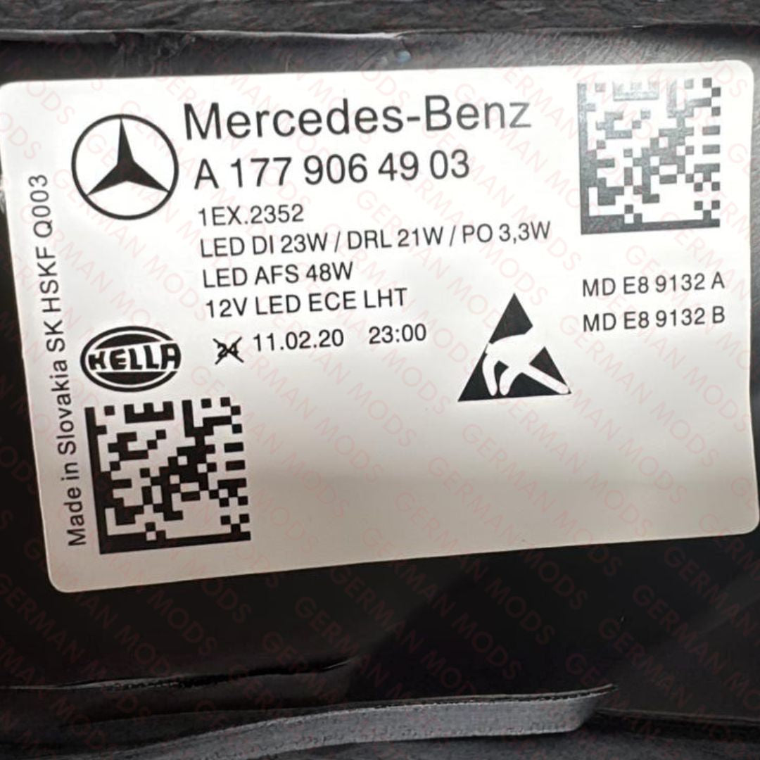 MERCEDES BENZ A CLASS A180 A200 A250 A45 AMG 2018-2023W177 LEDHEADLIGHT/HEADLAMP ASSEMBLY LEFT/PASSENGER/NEAR SIDEA1779060301