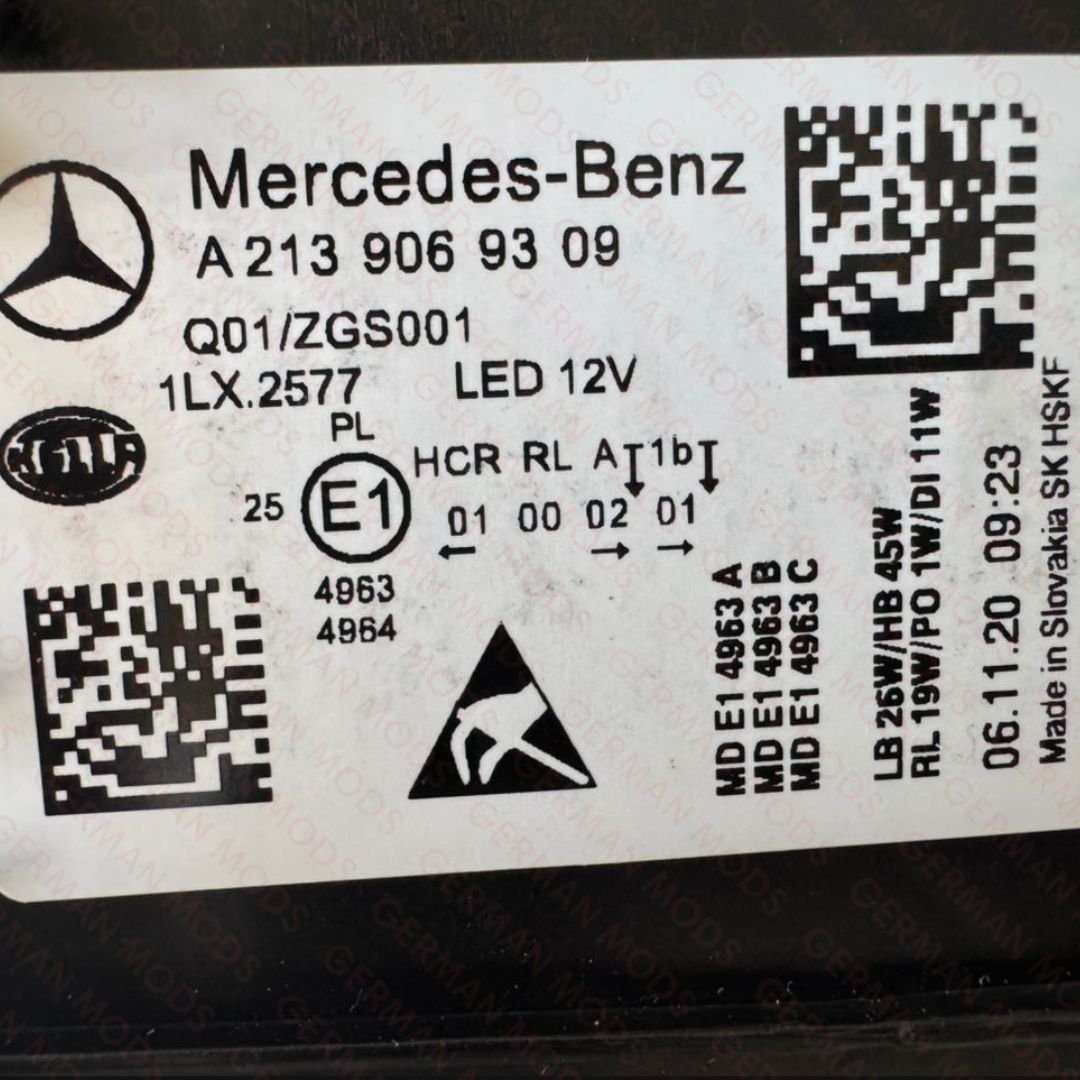Mercedes-Benz E-Class W213 S213 C238 A238 Facelift 2020-2024 Genuine OEM High Performance Static LED Headlight / Headlamp Assembly Left / Passenger / Near Side A2139066508