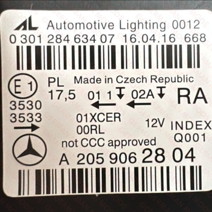 Mercedes-Benz C-Class W205 2014-2018 Genuine OEM High Performance Static LED Headlight / Headlamp Assembly Right / Driver / Off Side A2059067603
