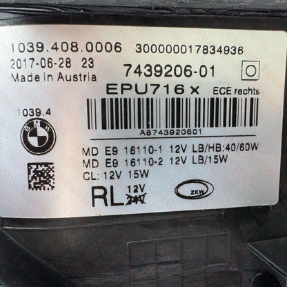 BMW 5 SERIES 2018-2020 G30 G31 F90 LED/XENON HEADLIGHT RIGHT/DRIVER/OFF SIDE 63117214954