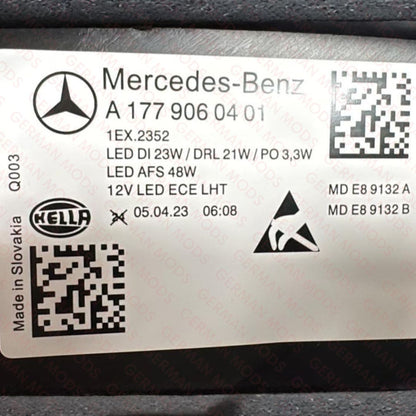 MERCEDES BENZ A CLASS A180 A200 A250 A45 AMG 2018-2023 W177 LED HEADLIGHT/HEADLAMP ASSEMBLY RIGHT/DRIVER/OFF SIDE A1779060401