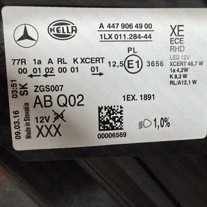 Mercedes-Benz Vito V-Class W447 Pre-Facelift 2014-2019 Genuine OEM Intelligent LED ILS MULTIBEAM Headlight / Headlamp Assembly PAIR A4479062501 & A4479062601
