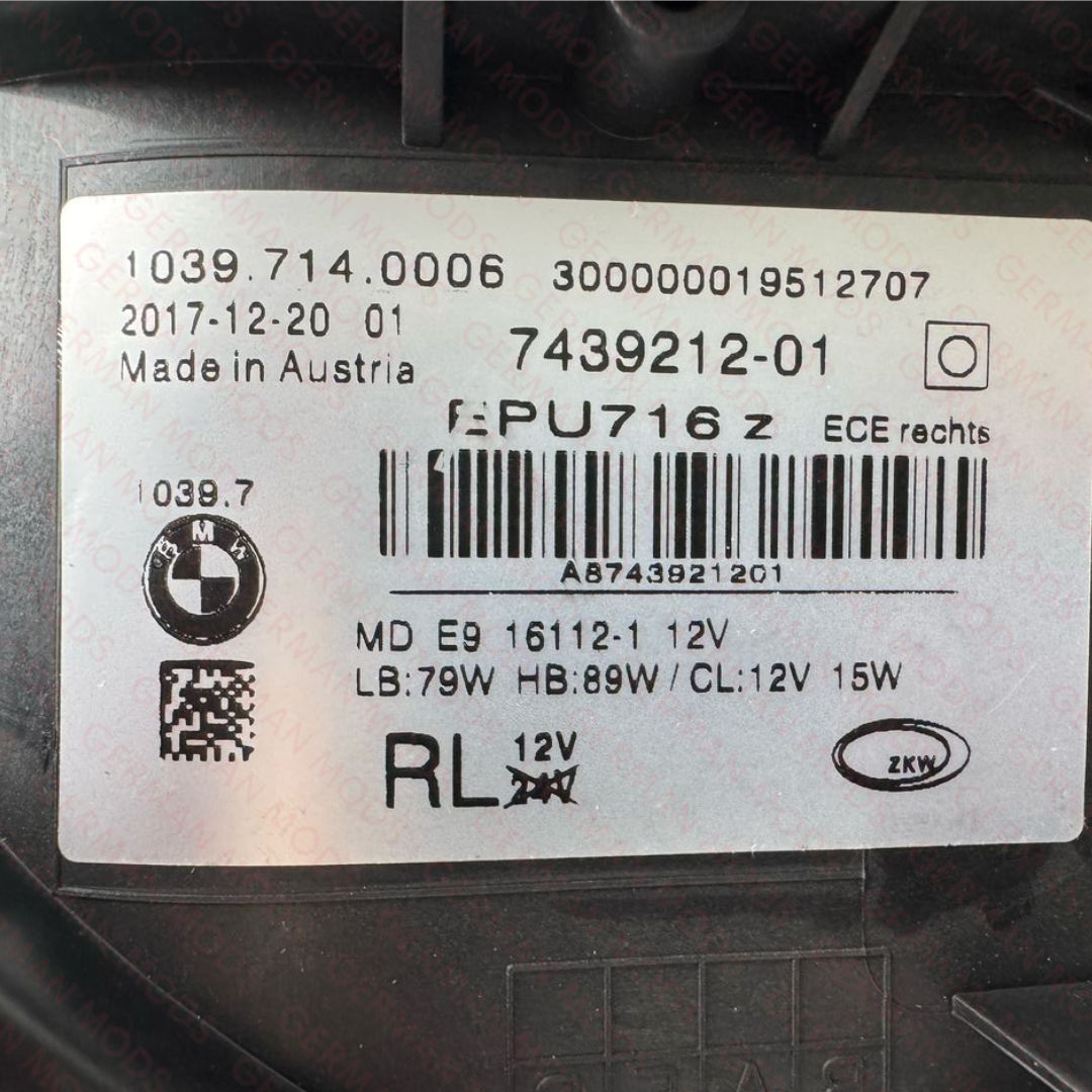 BMW 5 SERIES 2018-2020 G30 G31 F90 ADAPTIVE LED HEADLIGHT LEFT/PASSENGER/NEAR AND RIGHT/DRIVER/OFF SIDE 63117214963+63117214964 COMPLETE PAIR