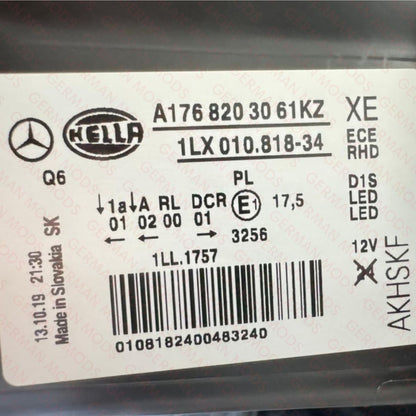 MERCEDES BENZ A CLASS A180 A200 A250 A45 AMG 2012-2018 W176 BI-XENON HID HEADLIGHT/HEADLAMP ASSEMBLY RIGHT/DRIVER/OFF SIDE A1768203261